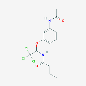 molecular formula C14H17Cl3N2O3 B11979239 N-{1-[3-(acetylamino)phenoxy]-2,2,2-trichloroethyl}butanamide 