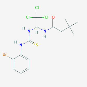molecular formula C15H19BrCl3N3OS B11979270 N-(1-(((2-Bromoanilino)carbothioyl)amino)2,2,2-tri-CL-ET)-3,3-dimethylbutanamide CAS No. 303105-09-1
