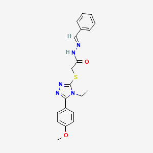 molecular formula C20H21N5O2S B11979322 N'-Benzylidene-2-((4-ethyl-5-(4-methoxyphenyl)-4H-1,2,4-triazol-3-yl)thio)acetohydrazide CAS No. 303102-65-0