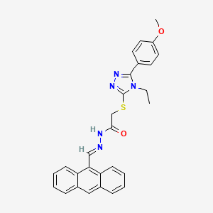 molecular formula C28H25N5O2S B11979688 N'-[(E)-9-Anthrylmethylidene]-2-{[4-ethyl-5-(4-methoxyphenyl)-4H-1,2,4-triazol-3-YL]sulfanyl}acetohydrazide 