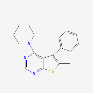 molecular formula C18H19N3S B11979702 6-Methyl-5-phenyl-4-(1-piperidinyl)thieno[2,3-d]pyrimidine 