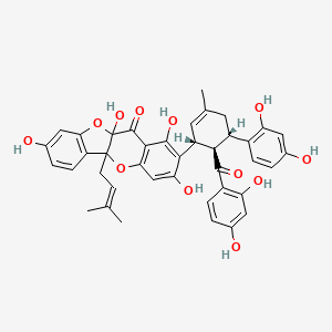 molecular formula C40H36O12 B1197973 2-[(1R,5S,6R)-6-(2,4-dihydroxybenzoyl)-5-(2,4-dihydroxyphenyl)-3-methylcyclohex-2-en-1-yl]-1,3,8,10a-tetrahydroxy-5a-(3-methylbut-2-enyl)-[1]benzofuro[3,2-b]chromen-11-one CAS No. 81422-93-7
