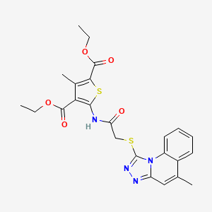 molecular formula C24H24N4O5S2 B11979776 Diethyl 3-methyl-5-({[(5-methyl[1,2,4]triazolo[4,3-a]quinolin-1-yl)sulfanyl]acetyl}amino)thiophene-2,4-dicarboxylate 
