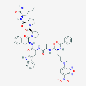 molecular formula C57H67N13O11 B119798 N-alpha-Benzoyl-(delta-(7-nitrobenz-2-oxa-1,3-diazol-4-yl))ornithinyl-alanyl-tryptophyl-phenylalanyl-prolyl-prolyl-norleucinamide CAS No. 157610-44-1