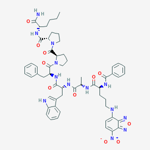 molecular formula C57H67N13O11 B119798 (2S)-N-[(2S)-1-amino-1-oxohexan-2-yl]-1-[(2R)-1-[(2S)-2-[[(2R)-2-[[(2S)-2-[[(2S)-2-benzamido-5-[(4-nitro-2,1,3-benzoxadiazol-7-yl)amino]pentanoyl]amino]propanoyl]amino]-3-(1H-indol-3-yl)propanoyl]amino]-3-phenylpropanoyl]pyrrolidine-2-carbonyl]pyrrolidine-2-carboxamide CAS No. 157610-44-1