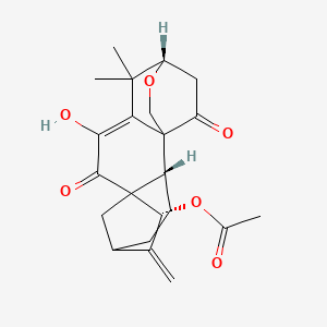 molecular formula C22H26O6 B1198004 6-Hydroxy-1,7-dioxo-3,20-epoxykaura-5,16-dien-15-yl acetate 