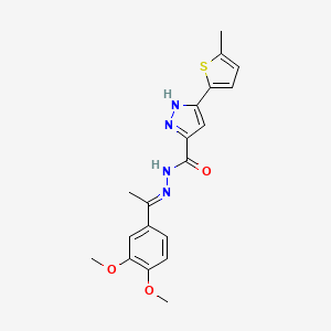 molecular formula C19H20N4O3S B11980264 N'-(1-(3,4-Dimethoxyphenyl)ethylidene)-5-(5-methylthiophen-2-yl)-1H-pyrazole-3-carbohydrazide CAS No. 303107-75-7