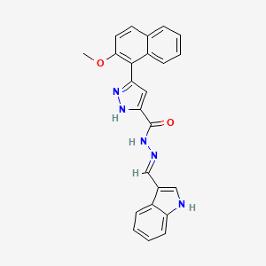 molecular formula C24H19N5O2 B11980333 N'-[(E)-1H-indol-3-ylmethylidene]-3-(2-methoxy-1-naphthyl)-1H-pyrazole-5-carbohydrazide 