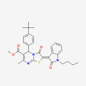 molecular formula C31H33N3O4S B11980581 methyl (2Z)-2-(1-butyl-2-oxo-1,2-dihydro-3H-indol-3-ylidene)-5-(4-tert-butylphenyl)-7-methyl-3-oxo-2,3-dihydro-5H-[1,3]thiazolo[3,2-a]pyrimidine-6-carboxylate 