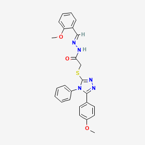 molecular formula C25H23N5O3S B11980588 N'-[(E)-(2-methoxyphenyl)methylidene]-2-{[5-(4-methoxyphenyl)-4-phenyl-4H-1,2,4-triazol-3-yl]sulfanyl}acetohydrazide 