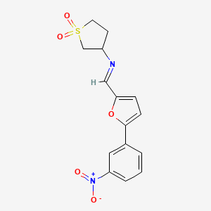 molecular formula C15H14N2O5S B11980677 N-((5-(3-Nitrophenyl)-2-furyl)methylene)tetrahydro-3-thiophenamine 1,1-dioxide 