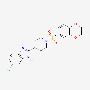 molecular formula C20H20ClN3O4S B1198081 6-chloro-2-[1-(2,3-dihydro-1,4-benzodioxin-6-ylsulfonyl)-4-piperidinyl]-1H-benzimidazole 