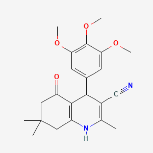 molecular formula C22H26N2O4 B11980827 1,4,5,6,7,8-Hexahydro-2,7,7-trimethyl-5-oxo-4-(3,4,5-trimethoxyphenyl)-3-quinolinecarbonitrile CAS No. 78050-81-4
