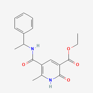 6-methyl-2-oxo-5-[oxo-(1-phenylethylamino)methyl]-1H-pyridine-3-carboxylic acid ethyl ester