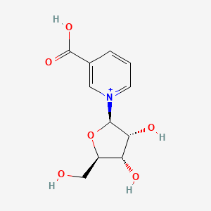 molecular formula C11H14NO6+ B1198099 D-ribosylnicotinic acid 