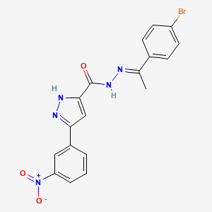 molecular formula C18H14BrN5O3 B11981044 N'-(1-(4-Bromophenyl)ethylidene)-3-(3-nitrophenyl)-1H-pyrazole-5-carbohydrazide CAS No. 302918-54-3