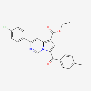 molecular formula C24H19ClN2O3 B11981055 Ethyl 3-(4-chlorophenyl)-7-(4-methylbenzoyl)pyrrolo[1,2-c]pyrimidine-5-carboxylate CAS No. 302913-70-8
