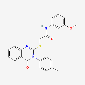 molecular formula C24H21N3O3S B11981059 N-(3-methoxyphenyl)-2-{[3-(4-methylphenyl)-4-oxo-3,4-dihydroquinazolin-2-yl]sulfanyl}acetamide 