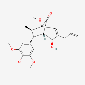 molecular formula C22H28O6 B1198108 (1S,4R,5S,6R,7R)-4-羟基-1-甲氧基-7-甲基-3-丙-2-烯基-6-(3,4,5-三甲氧基苯基)双环[3.2.1]辛-2-烯-8-酮 CAS No. 74944-98-2