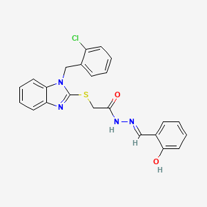 molecular formula C23H19ClN4O2S B11981145 2-{[1-(2-chlorobenzyl)-1H-benzimidazol-2-yl]sulfanyl}-N'-[(E)-(2-hydroxyphenyl)methylidene]acetohydrazide 