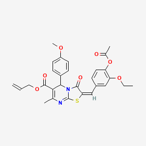 molecular formula C29H28N2O7S B11981208 Allyl (2E)-2-[4-(acetyloxy)-3-ethoxybenzylidene]-5-(4-methoxyphenyl)-7-methyl-3-oxo-2,3-dihydro-5H-[1,3]thiazolo[3,2-A]pyrimidine-6-carboxylate 