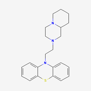 molecular formula C22H27N3S B1198122 4-(beta-(10-Phenothiazinyl)-ethyl)-1,4-diazabicyclo(4.4.0)decane CAS No. 34654-96-1