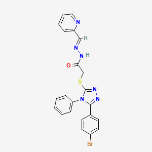molecular formula C22H17BrN6OS B11981243 2-{[5-(4-bromophenyl)-4-phenyl-4H-1,2,4-triazol-3-yl]sulfanyl}-N'-[(E)-pyridin-2-ylmethylidene]acetohydrazide 