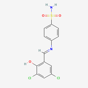 molecular formula C13H10Cl2N2O3S B11981246 4-((3,5-Dichloro-2-hydroxybenzylidene)amino)benzenesulfonamide CAS No. 20114-85-6
