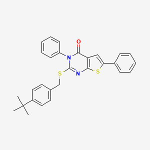 molecular formula C29H26N2OS2 B11981253 2-((4-Tert-butylbenzyl)thio)-3,6-diphenylthieno(2,3-D)pyrimidin-4(3H)-one 