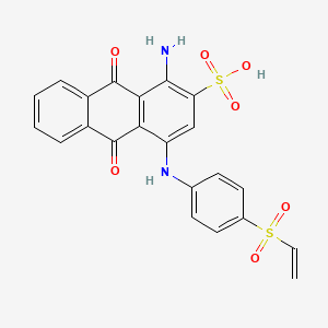 molecular formula C22H16N2O7S2 B1198132 2-Anthracenesulfonic acid, 1-amino-4-[[4-(ethenylsulfonyl)phenyl]amino]-9,10-dihydro-9,10-dioxo- CAS No. 62669-67-4