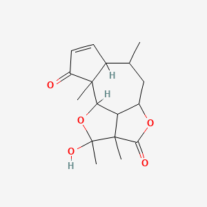 molecular formula C17H22O5 B1198140 2H-1,4-Dioxadicyclopent[cd,f]azulene-3,9-dione, 2a,4a,5,6,6a,9a,9b,9c-octahydro-2-hydroxy-2,2a,6,9a-tetramethyl- 