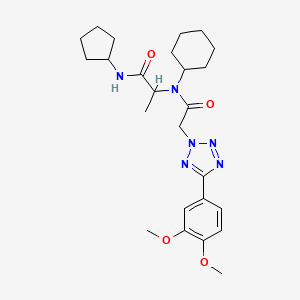 molecular formula C25H36N6O4 B1198152 2-(N-Cyclohexyl-2-(5-(3,4-dimethoxyphenyl)-2H-tetrazol-2-yl)acetamido)-N-cyclopentylpropanamide 