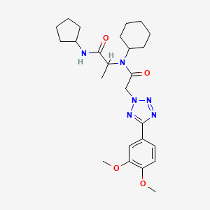 molecular formula C25H36N6O4 B1198152 2-[cyclohexyl-[2-[5-(3,4-dimethoxyphenyl)-2-tetrazolyl]-1-oxoethyl]amino]-N-cyclopentylpropanamide 