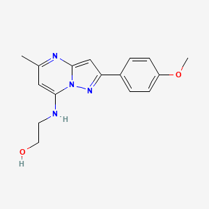 molecular formula C16H18N4O2 B1198154 2-[[2-(4-Methoxyphenyl)-5-methyl-7-pyrazolo[1,5-a]pyrimidinyl]amino]ethanol 