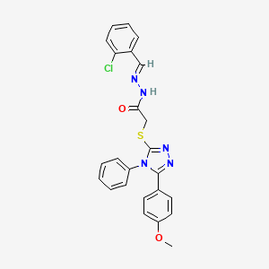 molecular formula C24H20ClN5O2S B11981589 N'-[(E)-(2-chlorophenyl)methylidene]-2-{[5-(4-methoxyphenyl)-4-phenyl-4H-1,2,4-triazol-3-yl]sulfanyl}acetohydrazide 