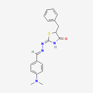 molecular formula C19H20N4OS B11981686 (2E)-5-benzyl-2-{(2E)-[4-(dimethylamino)benzylidene]hydrazinylidene}-1,3-thiazolidin-4-one 