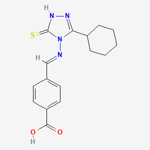 molecular formula C16H18N4O2S B11981711 4-(((3-Cyclohexyl-5-mercapto-4H-1,2,4-triazol-4-YL)imino)methyl)benzoic acid 