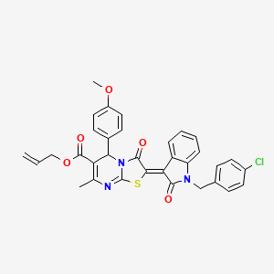 molecular formula C33H26ClN3O5S B11981738 Allyl (2Z)-2-[1-(4-chlorobenzyl)-2-oxo-1,2-dihydro-3H-indol-3-ylidene]-5-(4-methoxyphenyl)-7-methyl-3-oxo-2,3-dihydro-5H-[1,3]thiazolo[3,2-A]pyrimidine-6-carboxylate 