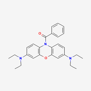 molecular formula C27H31N3O2 B1198178 10H-Phenoxazine-3,7-diamine, 10-benzoyl-N,N,N',N'-tetraethyl- CAS No. 37060-36-9