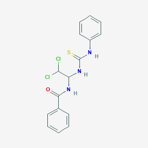 molecular formula C16H15Cl2N3OS B11981871 N-{1-[(anilinocarbothioyl)amino]-2,2-dichloroethyl}benzamide 