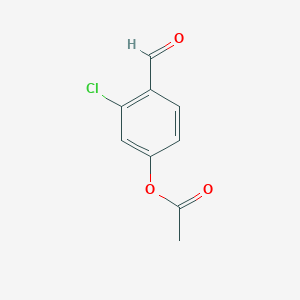 molecular formula C9H7ClO3 B11981887 Benzaldehyde, 4-(acetyloxy)-2-chloro- CAS No. 114416-77-2