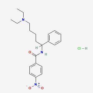 molecular formula C22H30ClN3O3 B1198205 N-[5-(diethylamino)-1-phenylpentyl]-4-nitrobenzamide hydrochloride CAS No. 157832-56-9