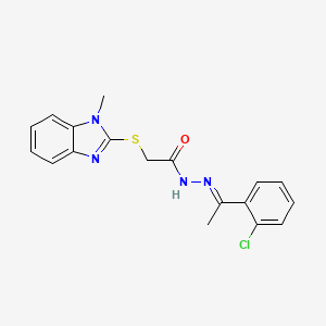 molecular formula C18H17ClN4OS B11982259 N'-[(1E)-1-(2-chlorophenyl)ethylidene]-2-[(1-methyl-1H-benzimidazol-2-yl)sulfanyl]acetohydrazide 