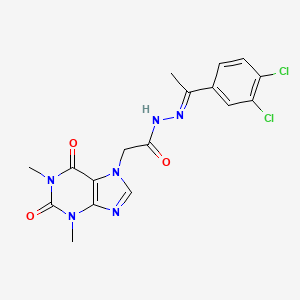 molecular formula C17H16Cl2N6O3 B11982432 N'-[(1E)-1-(3,4-dichlorophenyl)ethylidene]-2-(1,3-dimethyl-2,6-dioxo-1,2,3,6-tetrahydro-7H-purin-7-yl)acetohydrazide 