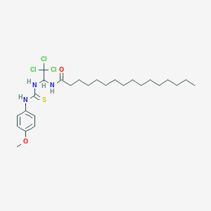 molecular formula C26H42Cl3N3O2S B11982462 N-(2,2,2-Trichloro-1-(((4-methoxyanilino)carbothioyl)amino)ethyl)hexadecanamide CAS No. 302913-93-5