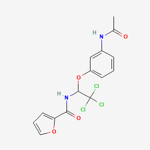 molecular formula C15H13Cl3N2O4 B11982500 N-{1-[3-(acetylamino)phenoxy]-2,2,2-trichloroethyl}-2-furamide 