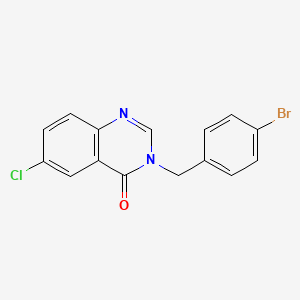 molecular formula C15H10BrClN2O B11982597 3-(4-Bromobenzyl)-6-chloro-4(3H)-quinazolinone CAS No. 302913-20-8