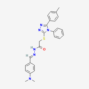 molecular formula C26H26N6OS B11982683 N'-{(E)-[4-(dimethylamino)phenyl]methylidene}-2-{[5-(4-methylphenyl)-4-phenyl-4H-1,2,4-triazol-3-yl]sulfanyl}acetohydrazide 