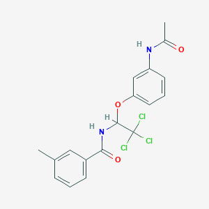 molecular formula C18H17Cl3N2O3 B11982695 N-{1-[3-(acetylamino)phenoxy]-2,2,2-trichloroethyl}-3-methylbenzamide 