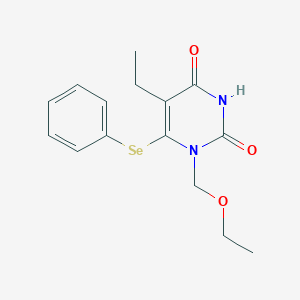 molecular formula C15H18N2O3Se B119827 5-Ethyl-1-(ethoxymethyl)-6-(phenylselenenyl)uracil CAS No. 144433-06-7